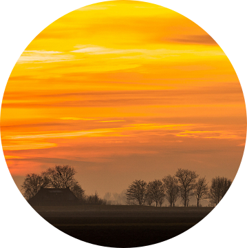 Groningse skyline bij zonsondergang van Jurjen Veerman