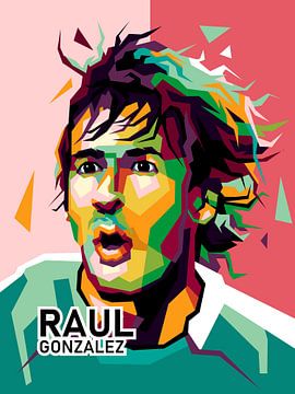 Geweldig legendenvoetbal in pop-art RAUL GONZALEZ van miru arts