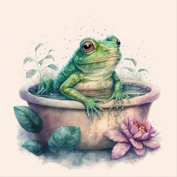 Bathing frog by Carla van Zomeren