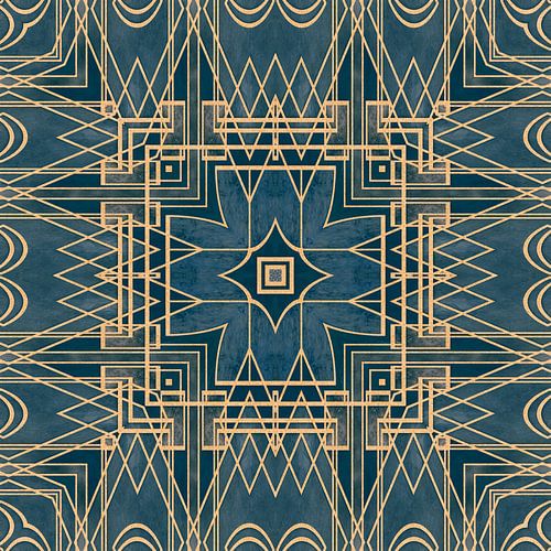 Art Deco Motief Goud Turkoois
