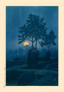 Full Moon At Gamo by Kawase Hasui