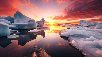 Noordelijke IJszee zonsondergang van Jan Bechtum