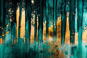 Abstract forest in gold and green by Imperial Art House