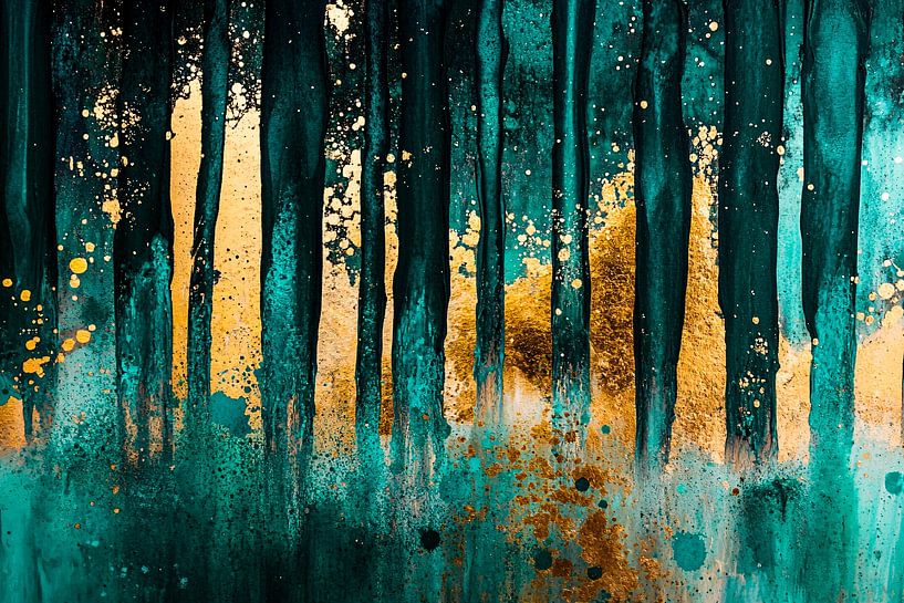 Abstract forest in gold and green by Imperial Art House