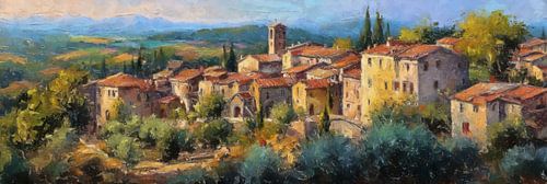 Zonovergoten dorpje in Toscane