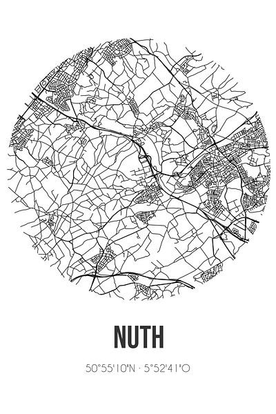 Nuth (Limburg) | Landkaart | Zwart-wit van Stad & Wand