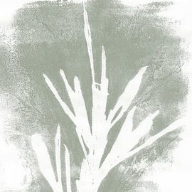 Retro stijl abstracte plant op pastel groen van Dina Dankers