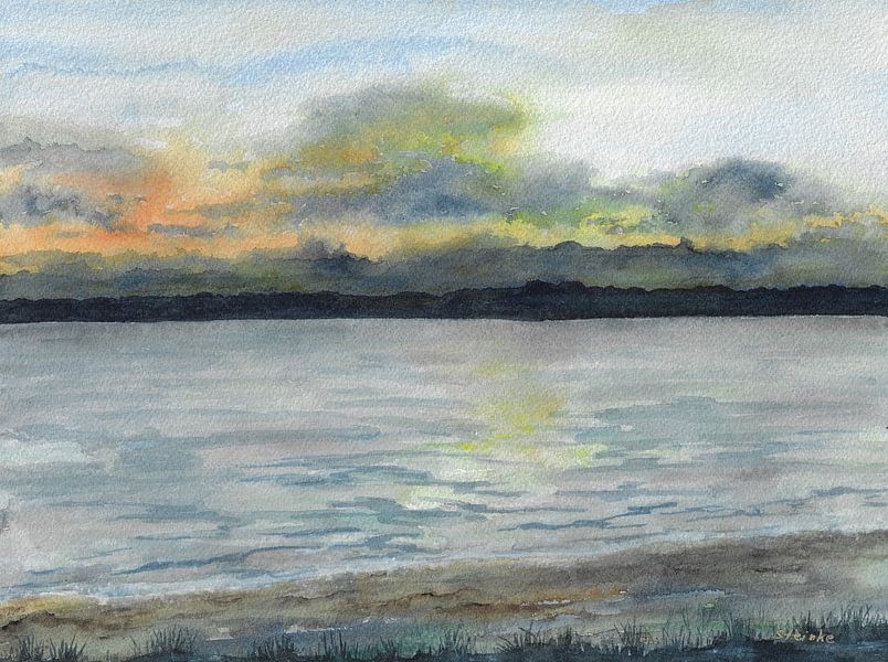 Coucher de soleil sur une plage de la mer Baltique au Danemark par Sandra Steinke
