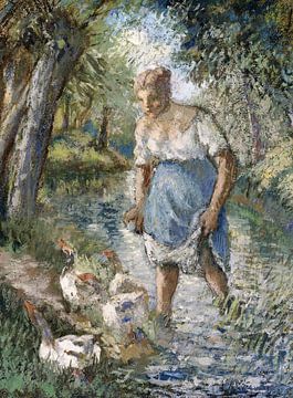 Camille Pissarro,Fermier traversant un ruisseau