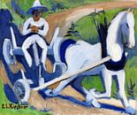 Chariot de ferme avec cheval, ERNST LUDWIG KIRCHNER, 1922-1923 par Atelier Liesjes Aperçu