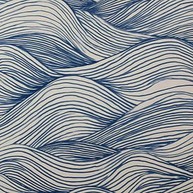 Abstract blue ocean wave line art by IamHome Studio