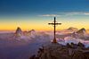 Matterhorn und Mont Blanc Sonnenuntergang von Menno Boermans Miniaturansicht
