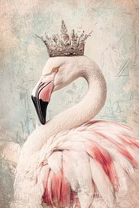 Flamingo mit Krone Eleganz im Pastellreich