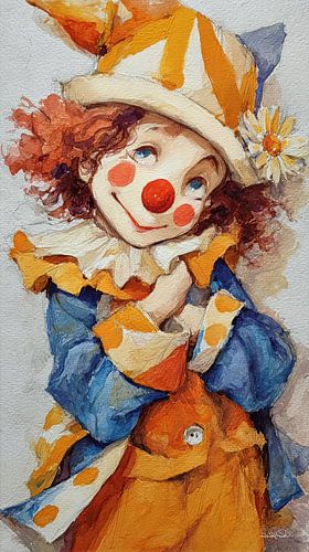 happy clown in aquarel