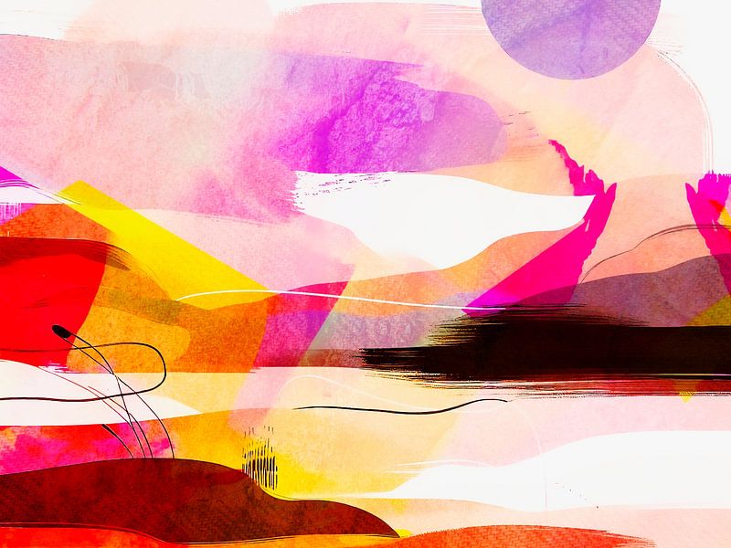 Modern summer landscape in contemporary colours by Mad Dog Art