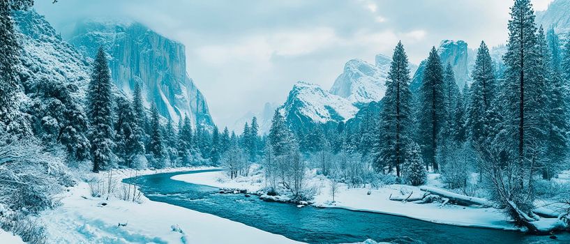 Winter landscape with snow-covered river by Poster Art Shop