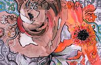 Mixed media with different flowers.