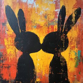 Kissing rabbit silhouette by TheXclusive Art