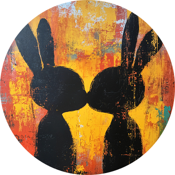 Kussende konijnen silhouette