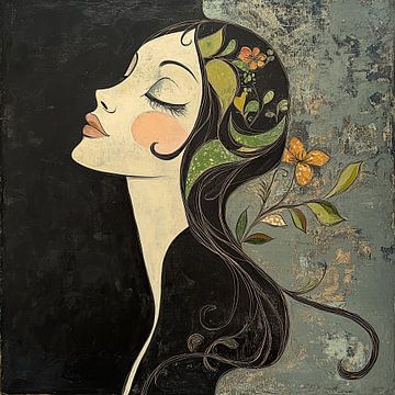 Woman with Flowers | Recognisable Woman with Ears by Art Whims