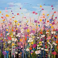 Colourful and cheerful field of flowers
