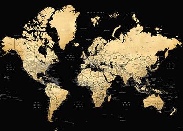Black and gold world map