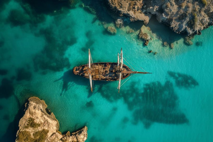 Un bateau pirate abandonné d'une époque révolue par Digitale Schilderijen