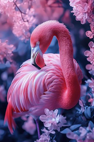 Flamingo in Blossom Poetic Elegant