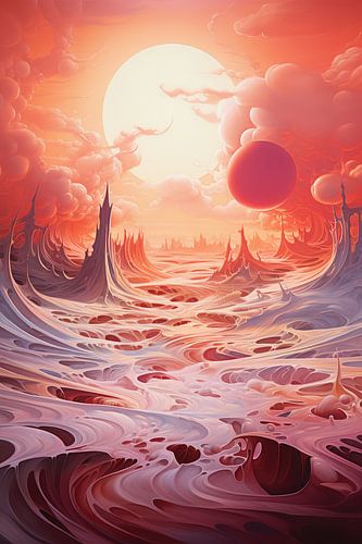 Digitaal creëerde surrealistische water golven in de zee