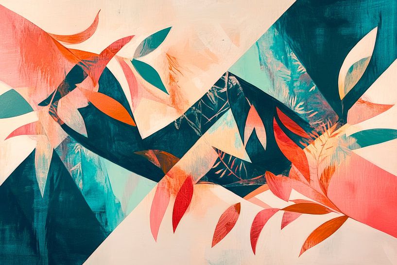 Abstract plant composition in soft colours by Poster Art Shop