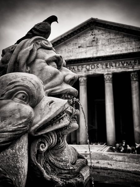 Photographie noir et blanc : Rome - Fontana del Pantheon par Alexander Voss