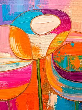 Modern abstract painting in vibrant (neon) colours