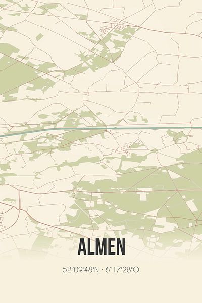 Alte Landkarte von Almen (Gelderland) von Ortsdrucke