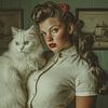 Frau mit Haustier Retro-Boudoir-Look von Egon Zitter