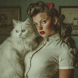 femme avec animal de compagnie look boudoir rétro sur Egon Zitter