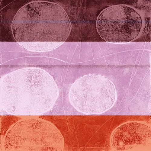 Wabi-sabi organic abstract shapes in lilac, burnt orange, wine red