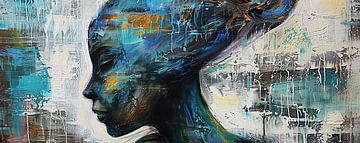 Vrouw Silhouet | Abstract Vrouw Portret van Kunst Kriebels
