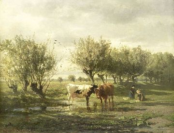 Cows by a pond, Gerard Bilders