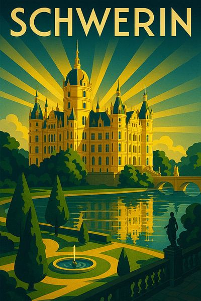 Schwerin Reiseposter - Schloss Reflections Wandkunst von Travel Shop