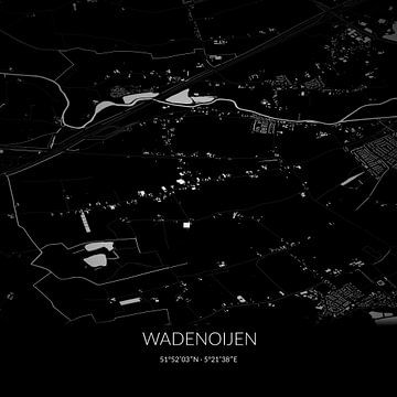 Schwarz-weiße Karte von Wadenoijen, Gelderland. von Rezona