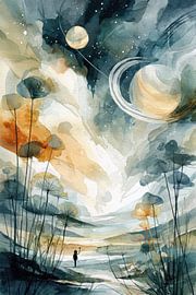 Starry Sky and Dreamscape - Dreamy Painting by Peter Pen Drawings and Paintings
