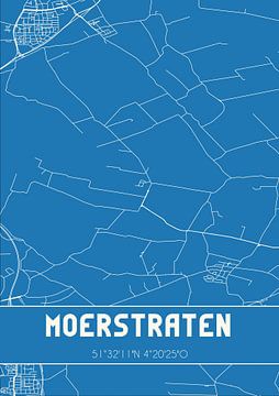 Blauwdruk | Landkaart | Moerstraten (Noord-Brabant) van MijnStadsPoster