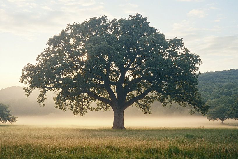 Lonely tree in misty nature by Art & Soul Creations