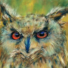 Portrait of a Siberian Eagle Owl - detail by Karen Kaspar