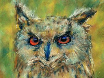 Portrait of a Siberian Eagle Owl - detail by Karen Kaspar