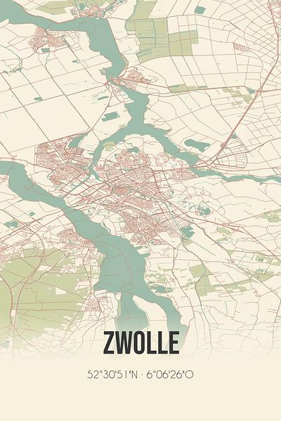 Vintage map of Zwolle (Overijssel) by Prints of Place