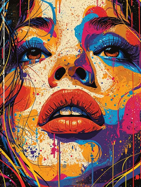 Explosie van Emotie Abstract Vrouwelijk Portret van Eva Lee