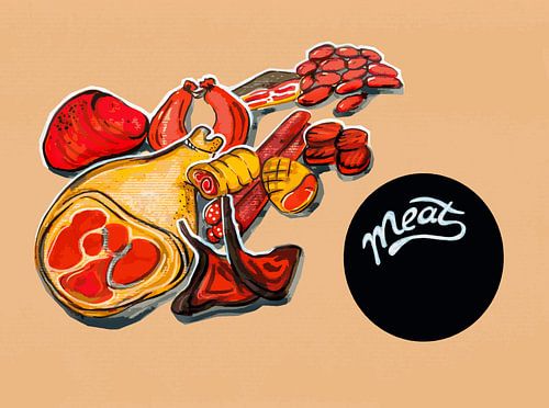 keuken illustratie van vleesproducten