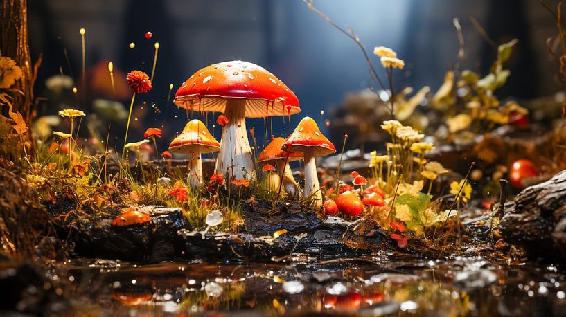 Les amanites tue-mouches se trouvent dans une forêt de contes de fées par Animaflora PicsStock