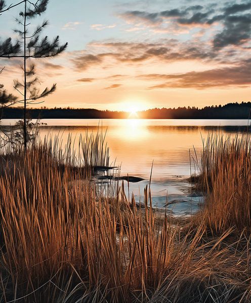 Herfst zonsondergang van fernlichtsicht
